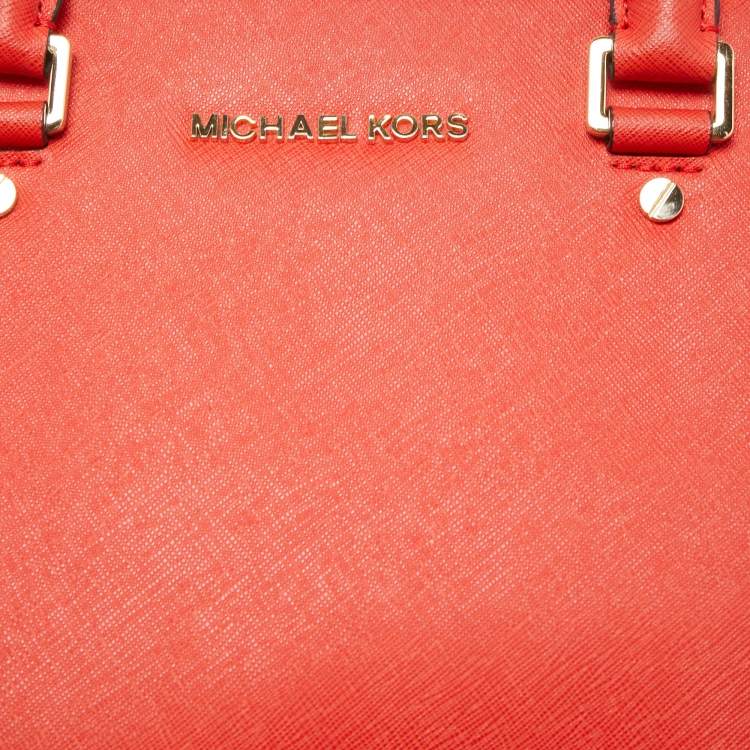 Pre Owned MICHAEL Michael Kors Red Saffiano Leather Large Selma Satchel