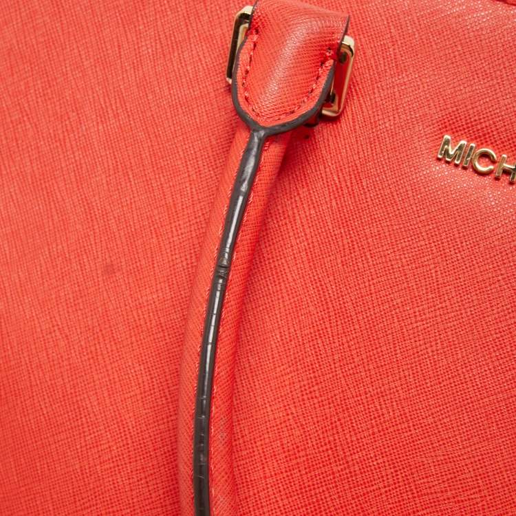 Pre Owned MICHAEL Michael Kors Red Saffiano Leather Large Selma Satchel