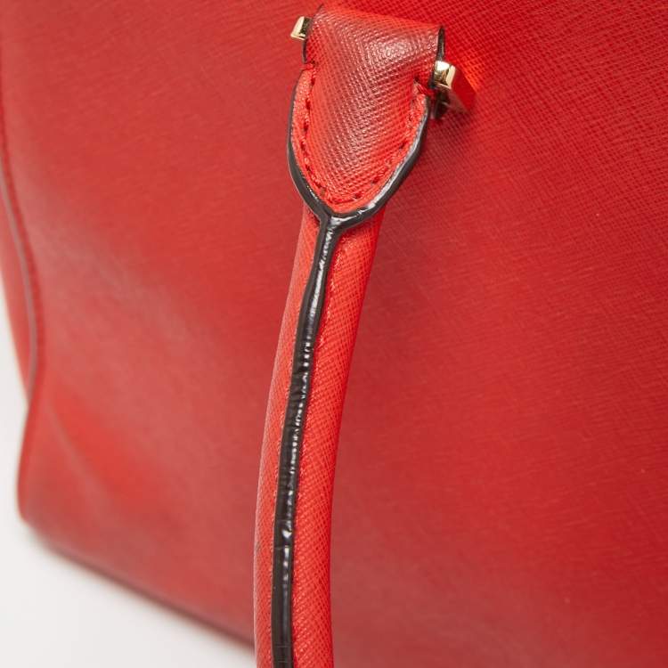 Pre Owned MICHAEL Michael Kors Red Saffiano Leather Large Selma Satchel
