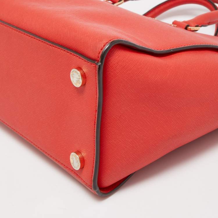 Pre Owned MICHAEL Michael Kors Red Saffiano Leather Large Selma Satchel