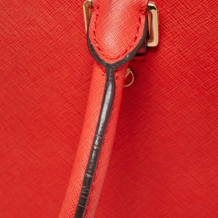 Pre Owned MICHAEL Michael Kors Red Saffiano Leather Large Selma Satchel