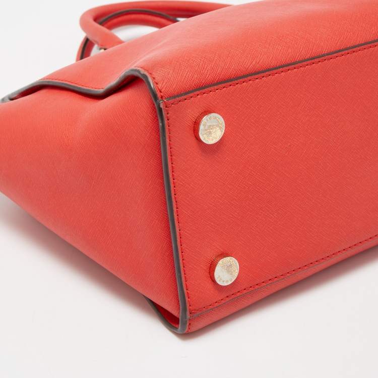 Pre Owned MICHAEL Michael Kors Red Saffiano Leather Large Selma Satchel