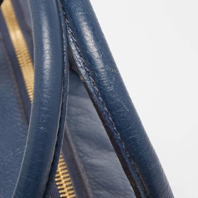 Pre Owned MICHAEL Michael Kors Navy Blue Soft Leather Fulton Hobo