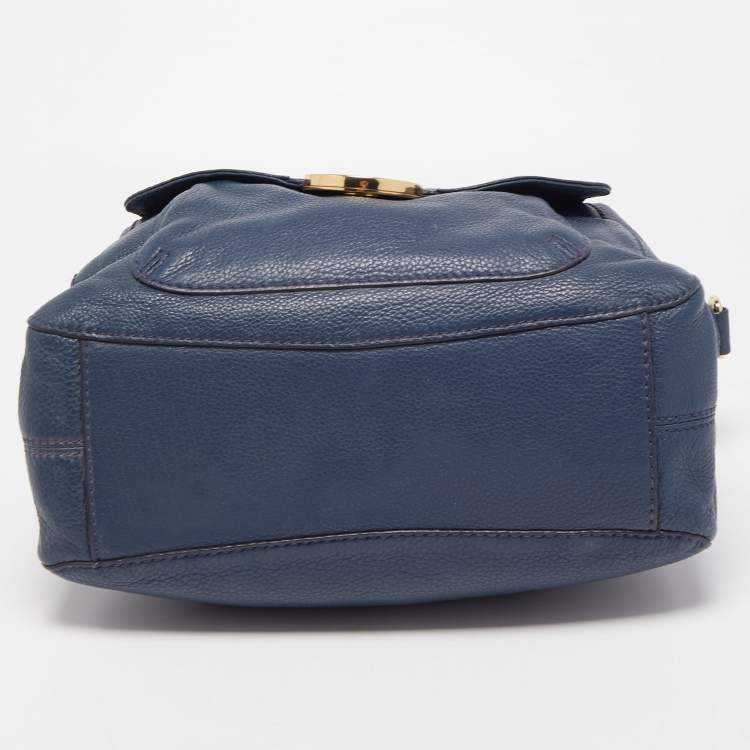 Pre Owned MICHAEL Michael Kors Navy Blue Soft Leather Fulton Hobo