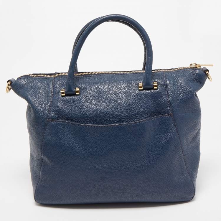 Pre Owned MICHAEL Michael Kors Navy Blue Soft Leather Fulton Hobo