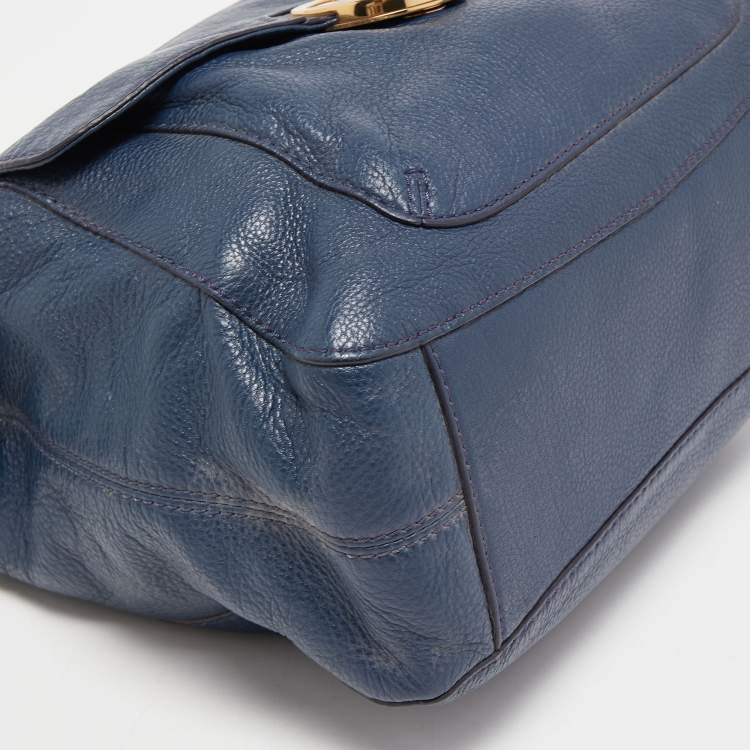 Pre Owned MICHAEL Michael Kors Navy Blue Soft Leather Fulton Hobo