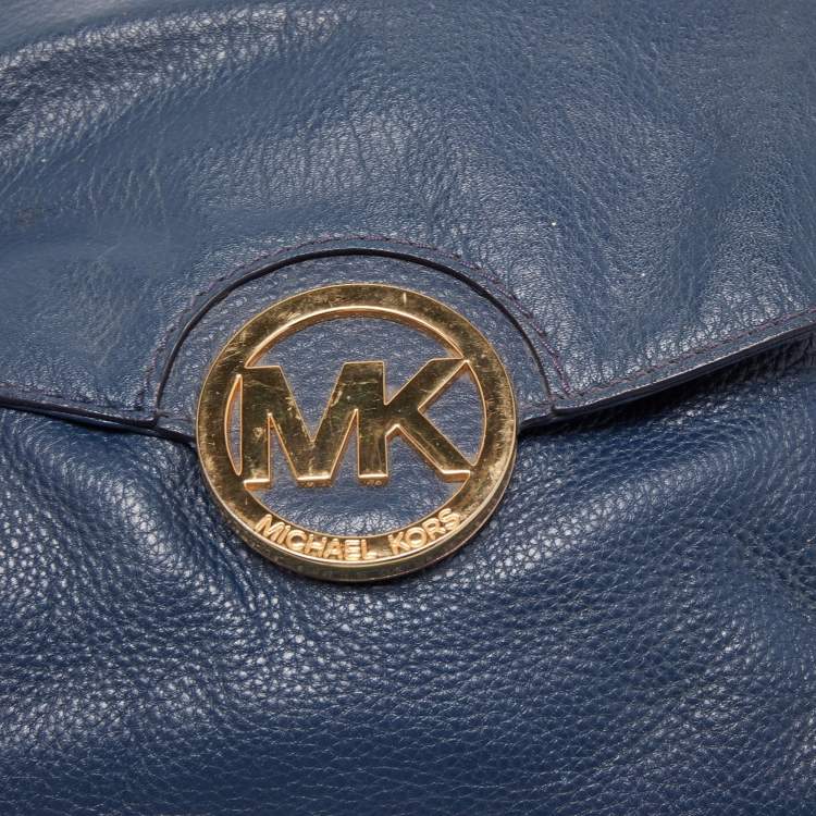 Pre Owned MICHAEL Michael Kors Navy Blue Soft Leather Fulton Hobo