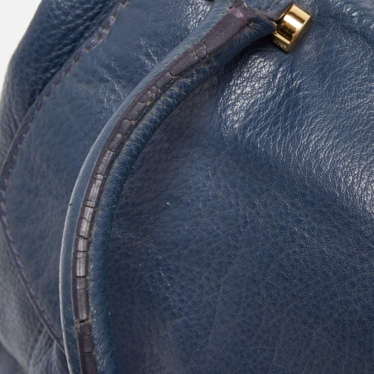 Pre Owned MICHAEL Michael Kors Navy Blue Soft Leather Fulton Hobo