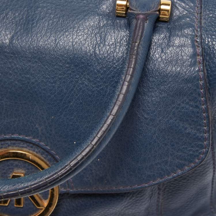 Pre Owned MICHAEL Michael Kors Navy Blue Soft Leather Fulton Hobo