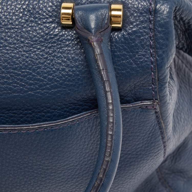 Pre Owned MICHAEL Michael Kors Navy Blue Soft Leather Fulton Hobo