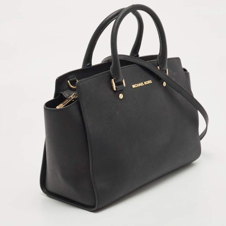 Pre Owned MICHAEL Michael Kors Black Leather Large Selma Tote