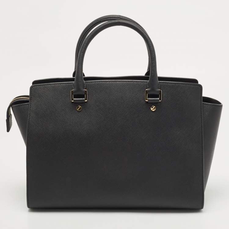Pre Owned MICHAEL Michael Kors Black Leather Large Selma Tote