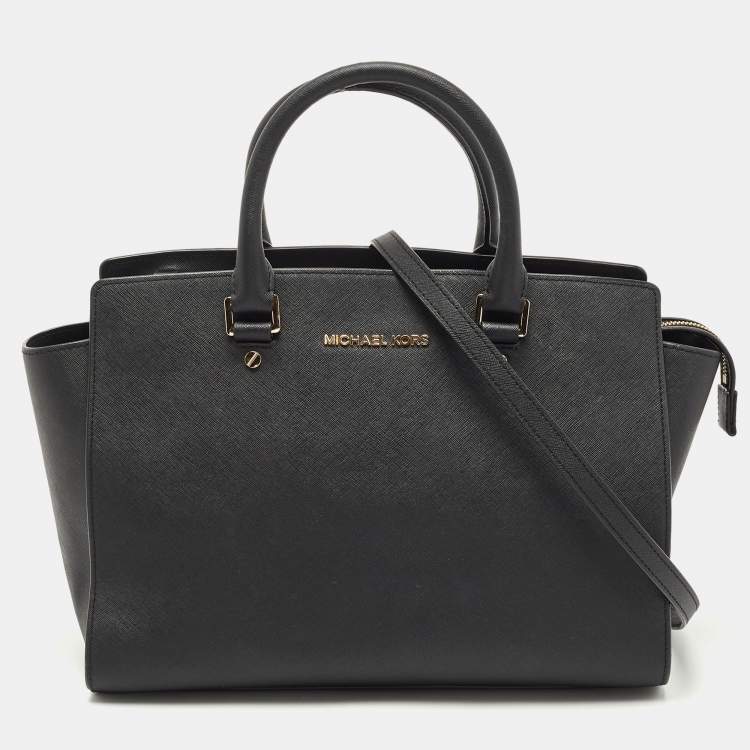 Michael kors black 2025 selma leather bag