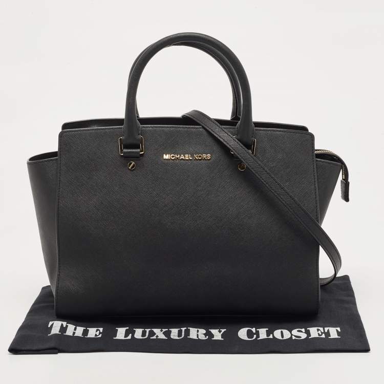 Pre Owned MICHAEL Michael Kors Black Leather Large Selma Tote