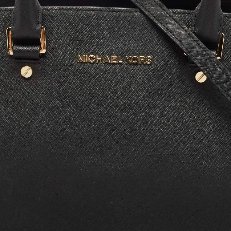 Pre Owned MICHAEL Michael Kors Black Leather Large Selma Tote