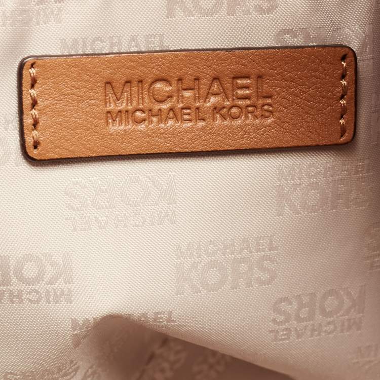 Pre Owned MICHAEL Michael Kors Brown Leather Aster Studded Ring Tote