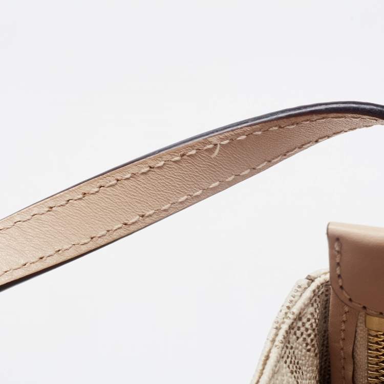 Pre Owned MICHAEL Michael Kors Off White/Beige Signature Coated Canvas Crossbody Bag