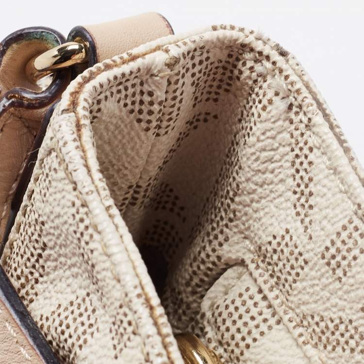 Pre Owned MICHAEL Michael Kors Off White/Beige Signature Coated Canvas Crossbody Bag