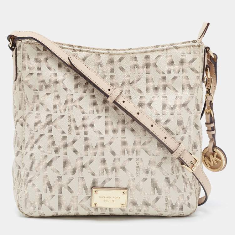 MICHAEL Michael Kors Off White/Beige Signature Coated Canvas Crossbody Bag  MICHAEL Michael Kors | The Luxury Closet