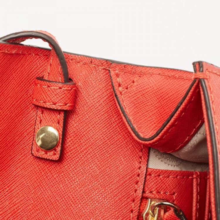 Pre Owned MICHAEL Michael Kors Red Leather Tilda Clutch Bag
