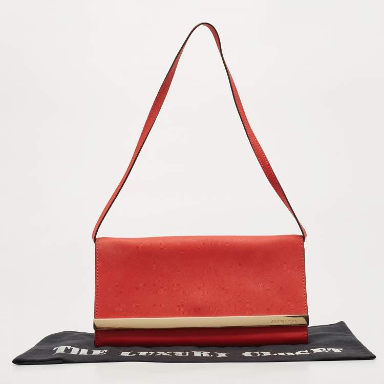 Pre Owned MICHAEL Michael Kors Red Leather Tilda Clutch Bag