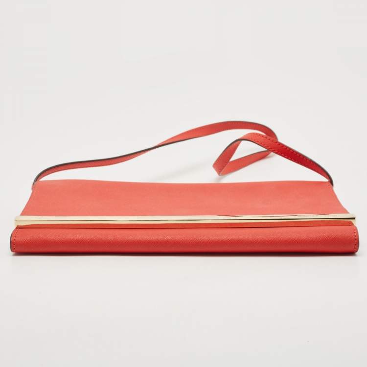 Pre Owned MICHAEL Michael Kors Red Leather Tilda Clutch Bag