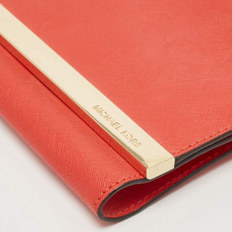 Pre Owned MICHAEL Michael Kors Red Leather Tilda Clutch Bag