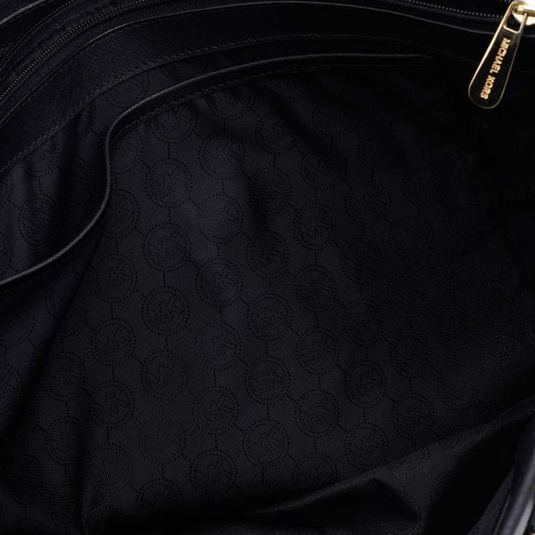 Pre Owned MICHAEL Michael Kors Black Leather Large Jet Set Travel Tote
