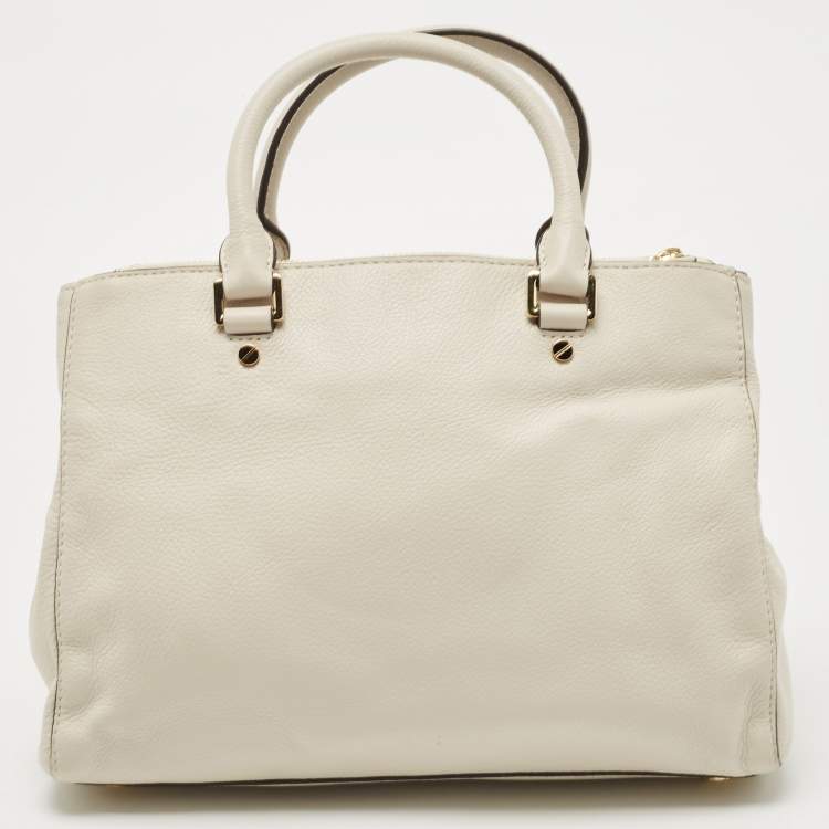 Pre Owned MICHAEL Michael Kors Off White Leather Sutton Tote