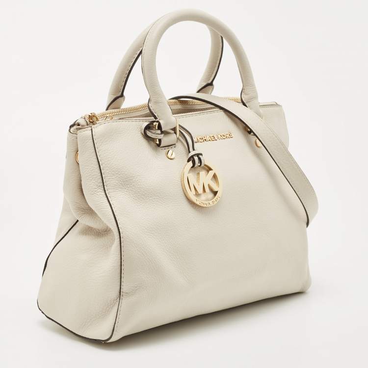 Pre Owned MICHAEL Michael Kors Off White Leather Sutton Tote