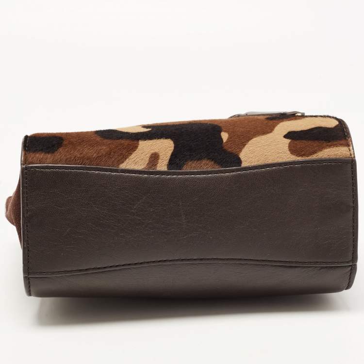 Pre Owned MICHAEL Michael Kors Brown Camo Calfhair, Suede and Leather Hamilton Traveler Tote