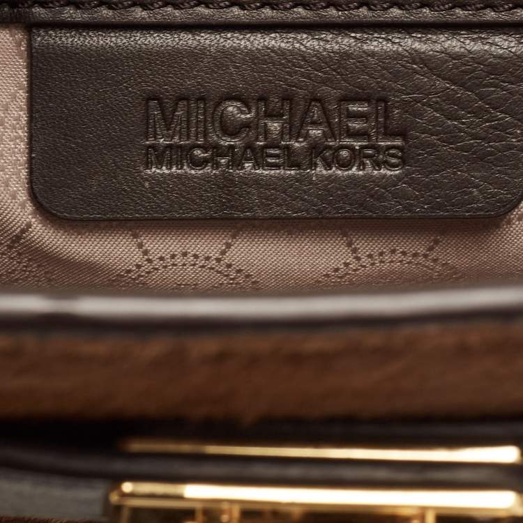 Pre Owned MICHAEL Michael Kors Brown Camo Calfhair, Suede and Leather Hamilton Traveler Tote