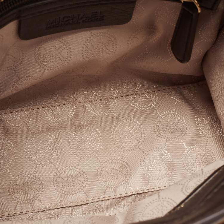Pre Owned MICHAEL Michael Kors Brown Camo Calfhair, Suede and Leather Hamilton Traveler Tote
