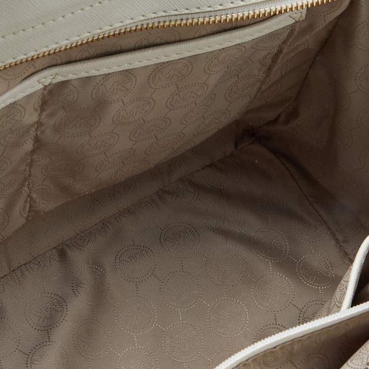 Pre Owned MICHAEL Michael Kors Off White Leather Large Selma Satchel