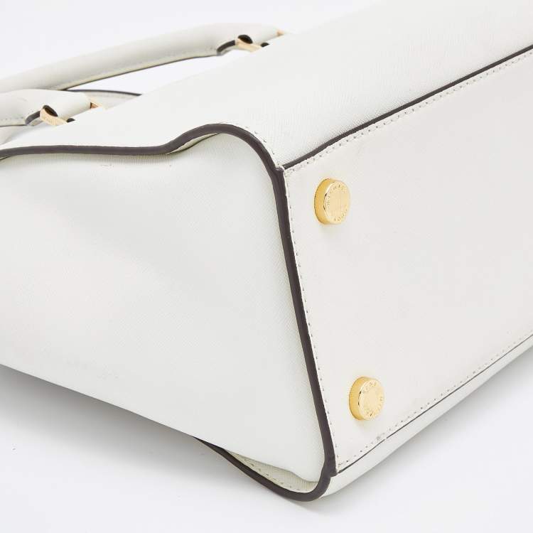 Pre Owned MICHAEL Michael Kors Off White Leather Large Selma Satchel