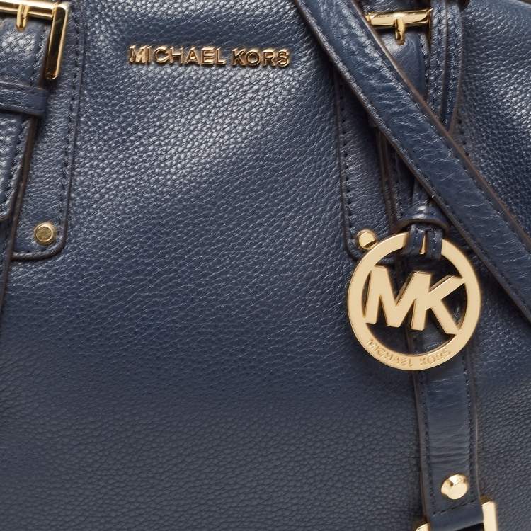 Pre Owned MICHAEL Michael Kors Dark Blue Leather Bedford Satchel
