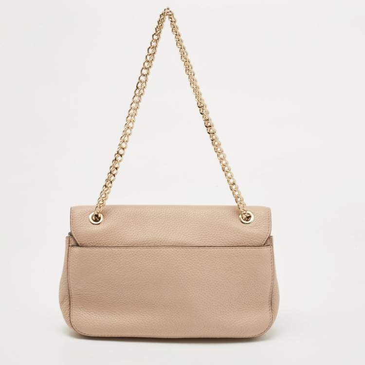 Pre Owned MICHAEL Michael Kors Beige Leather Fulton Shoulder Bag