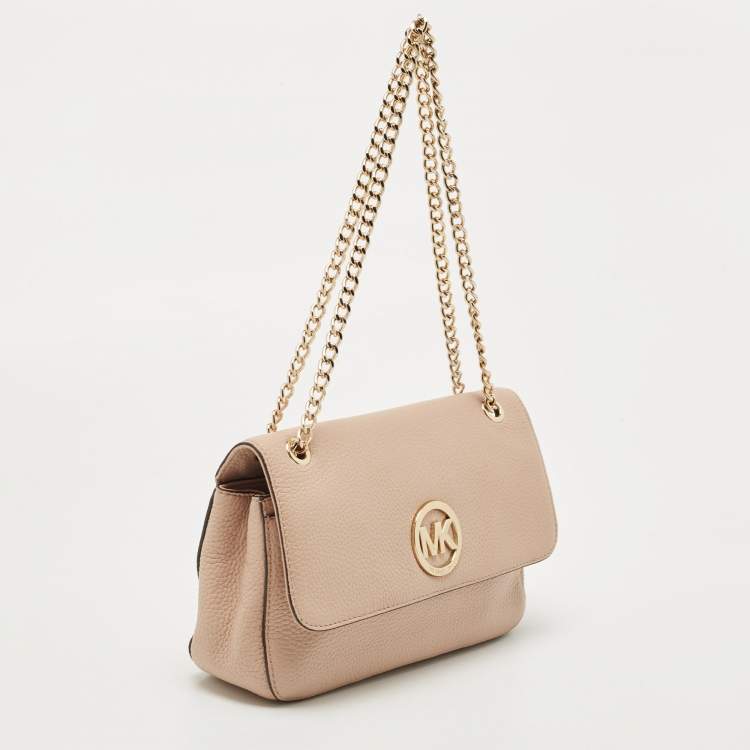 Pre Owned MICHAEL Michael Kors Beige Leather Fulton Shoulder Bag