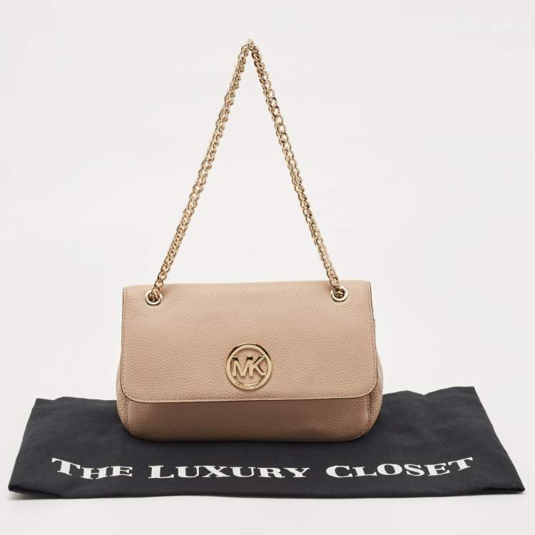 Pre Owned MICHAEL Michael Kors Beige Leather Fulton Shoulder Bag