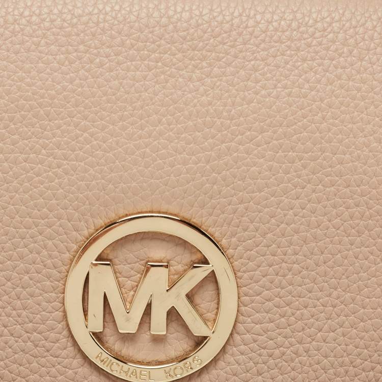 Pre Owned MICHAEL Michael Kors Beige Leather Fulton Shoulder Bag
