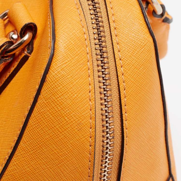 Pre Owned MICHAEL Michael Kors Yellow Saffiano Leather Sandrine Satchel