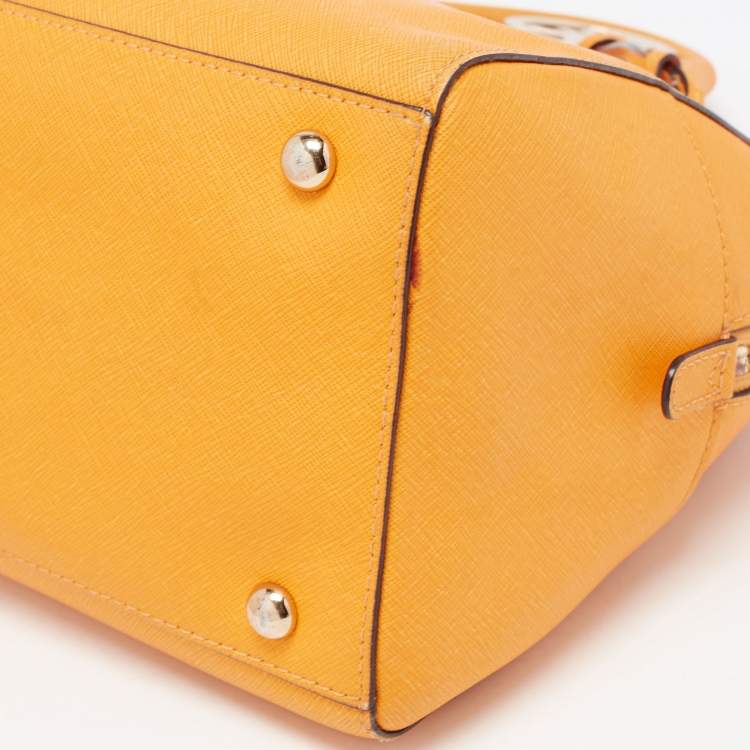 Pre Owned MICHAEL Michael Kors Yellow Saffiano Leather Sandrine Satchel