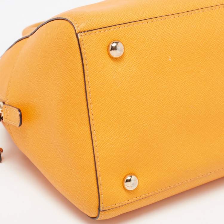 Pre Owned MICHAEL Michael Kors Yellow Saffiano Leather Sandrine Satchel