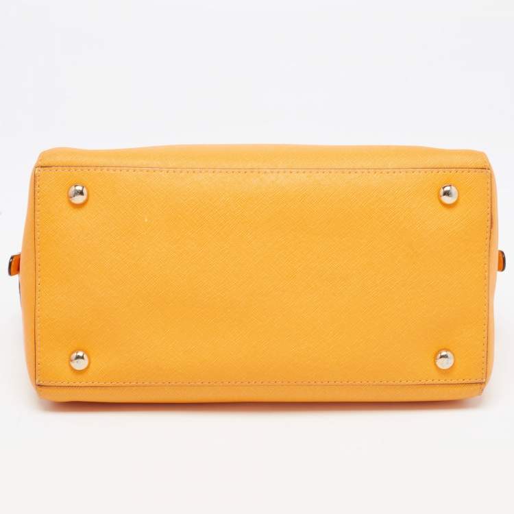 Pre Owned MICHAEL Michael Kors Yellow Saffiano Leather Sandrine Satchel