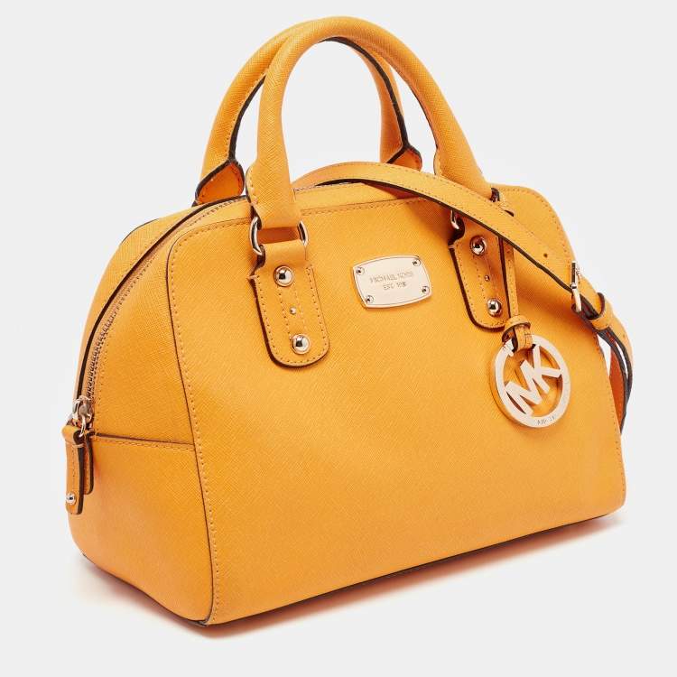 Pre Owned MICHAEL Michael Kors Yellow Saffiano Leather Sandrine Satchel