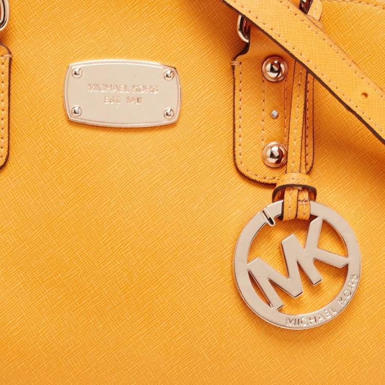 Pre Owned MICHAEL Michael Kors Yellow Saffiano Leather Sandrine Satchel