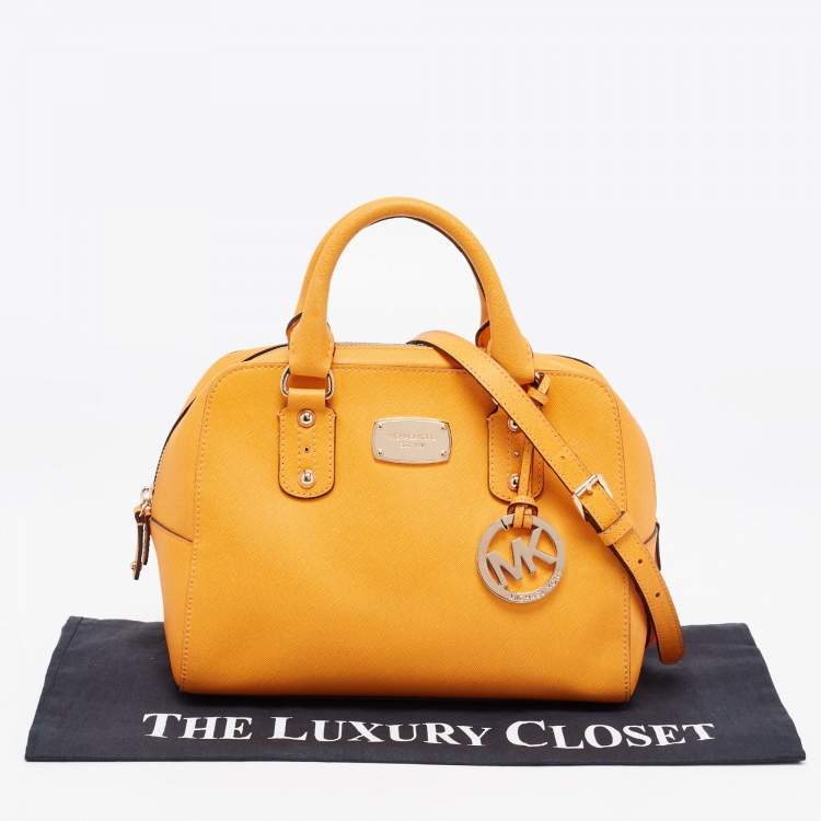 Pre Owned MICHAEL Michael Kors Yellow Saffiano Leather Sandrine Satchel