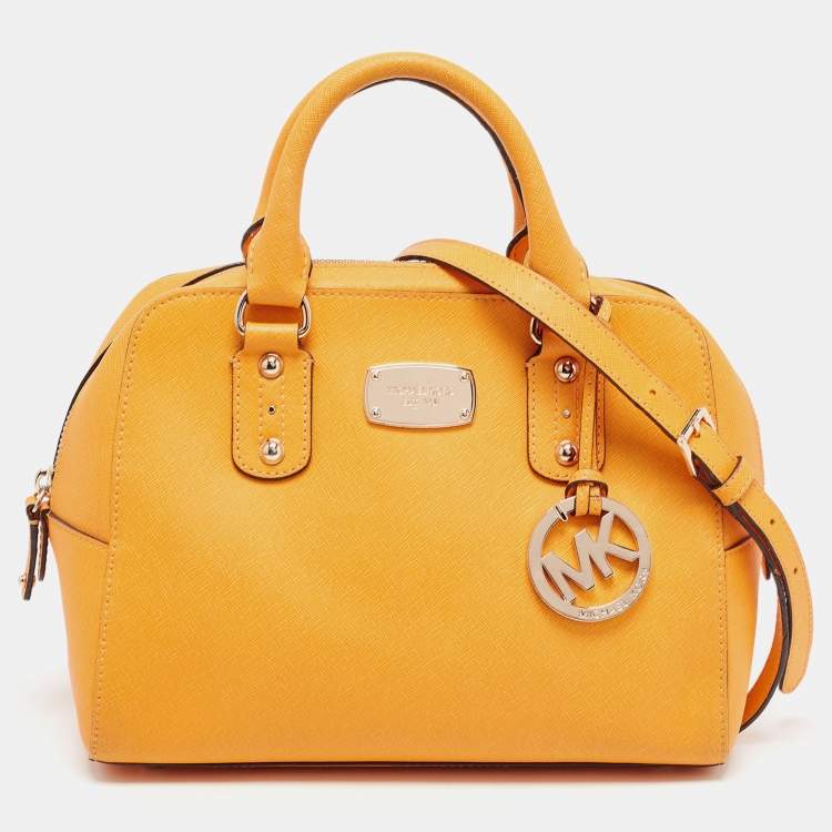 Pre Owned MICHAEL Michael Kors Yellow Saffiano Leather Sandrine Satchel