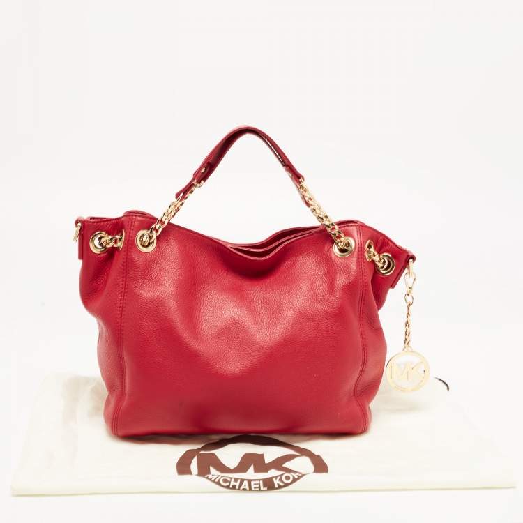 Pre Owned MICHAEL Michael Kors Red Leather Chain Tote
