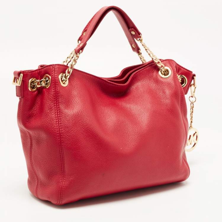 Pre Owned MICHAEL Michael Kors Red Leather Chain Tote